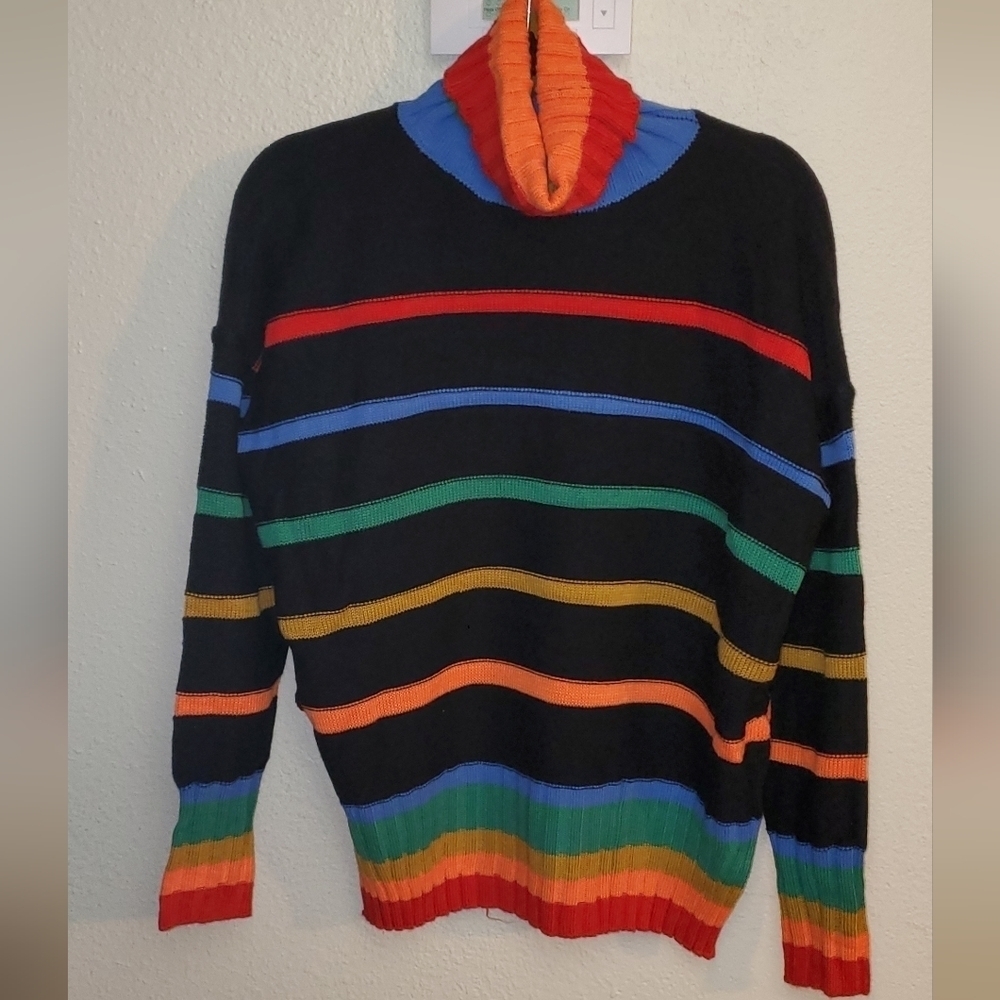 𝅺PROJECT Lane M/L rainbow striped turtleneck sweater